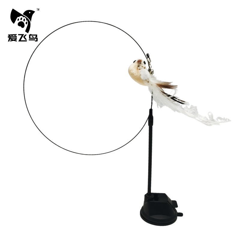 Linen Bird New Upgraded Epoxy Suction Cup Cat Toy Stick