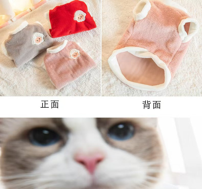 春と冬の猫の服暖かいベストフリース