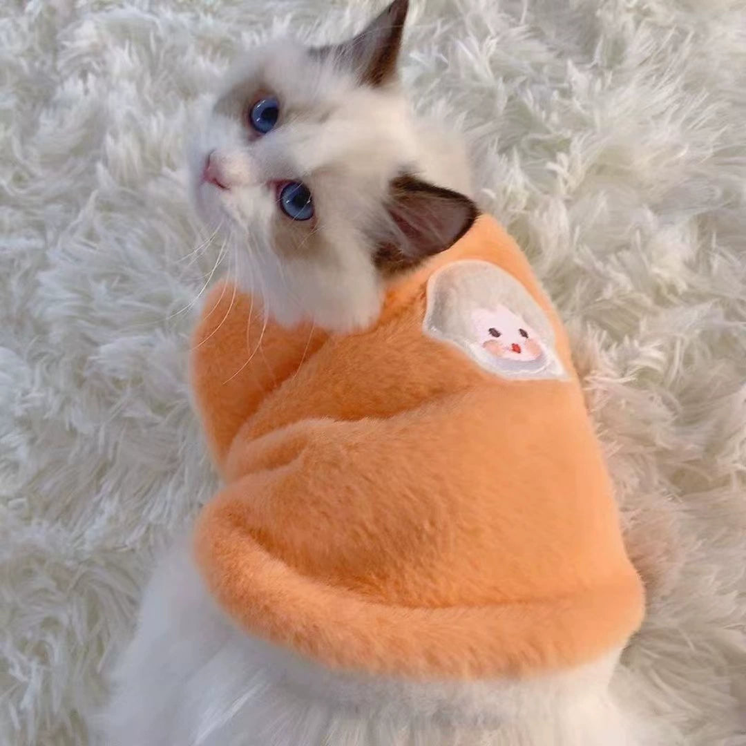 春と冬の猫の服暖かいベストフリース